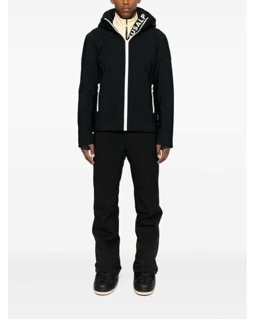 Fusalp Black Hooded Zip-Front Ski Jacket for men