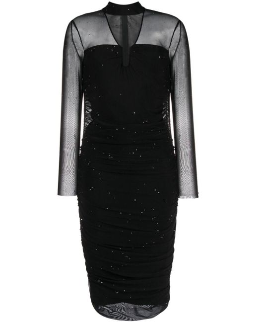 Nissa Black Kristallverziertes Kleid mit Cut-Out