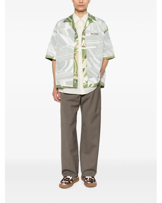 Moschino White Graphic-Print Short-Sleeve Shirt for men