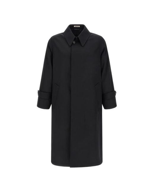 Auralee Black Gabardine Wool Trench Coat for men