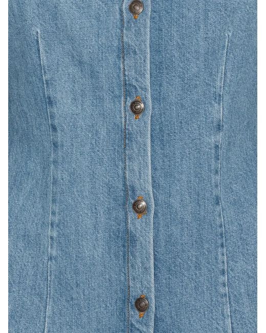 ROTATE BIRGER CHRISTENSEN Blue Denim Fitted Shirt Light Denim