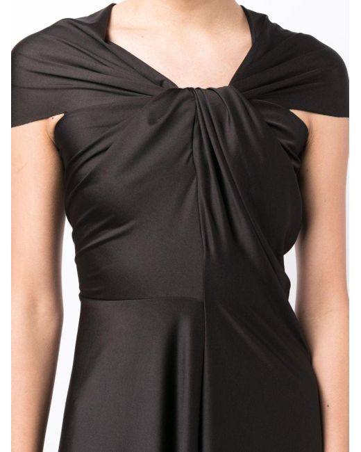 Victoria Beckham Black Cap-sleeve Draped Dress