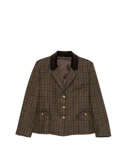Blazé Milano Brown Check-Pattern Jacket