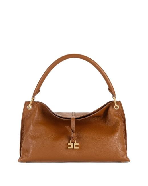 Elisabetta Franchi Brown Medium Boulevard Leather Handbag