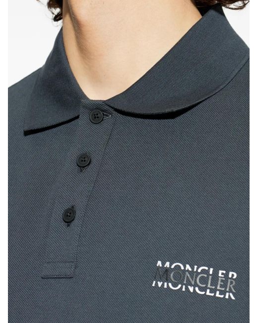 Moncler Blue Polo À Détail De Logo for men