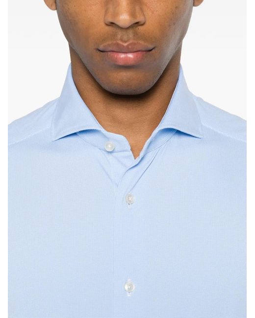 Xacus Blue Spread-Collar Long-Sleeve Shirt for men