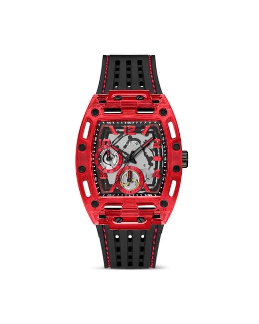 Reloj Phoenix de 43 mm con movimiento de cuarzo Guess de hombre de color Red