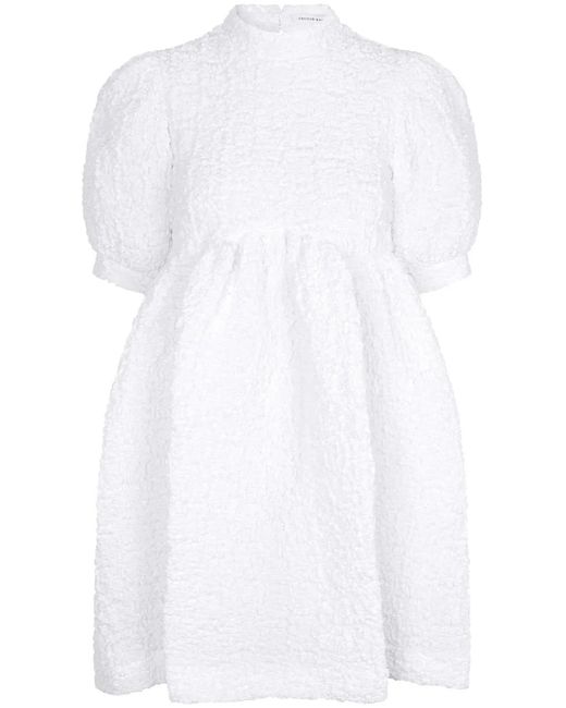 CECILIE BAHNSEN White Uma Smocked-Cotton Mini Dress