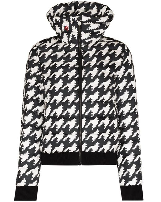 Perfect Moment Black Super Star Hooded Houndstooth Quilted Down Ski Jacket
