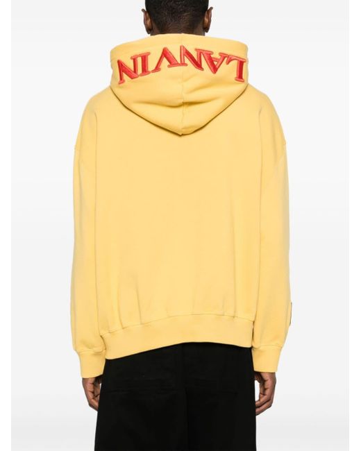 Lanvin Yellow X Future Logo-Embroidered Cotton Hoodie for men
