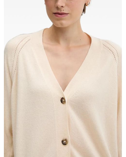 Sisley White Button Perforated Cardigan