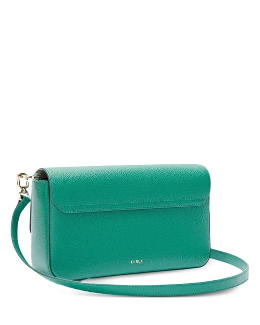 Furla Green Iride Clasp-Fastening Leather Shoulder Bag