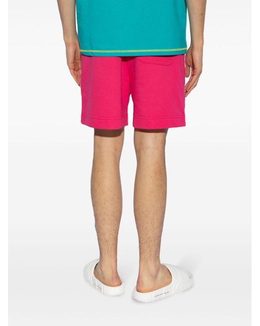 Moschino Pink Logo-embossed Cotton Beach Shorts for men