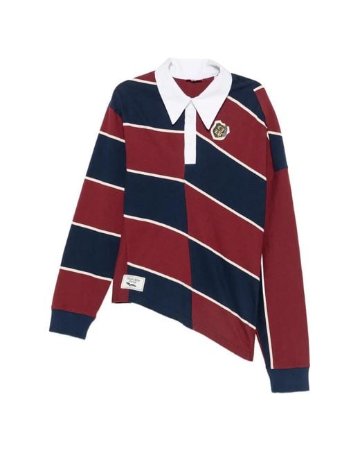 Charles Jeffrey Red Striped-Pattern Polo Shirt