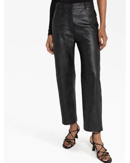 Stella McCartney Black Faux-Leather Straight-Leg Trousers