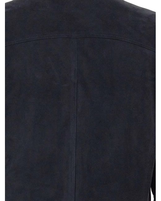 Barba Napoli Jack Met Knoopsluiting En Geribbelde Kraag in het Blue voor heren