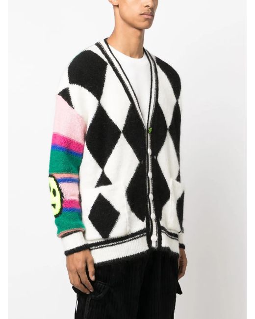 Barrow Black Patterned-Intarsia Panelled Cardigan