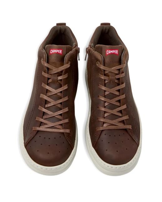 Camper Brown Runner Lace-Up Leather Sneakers for men