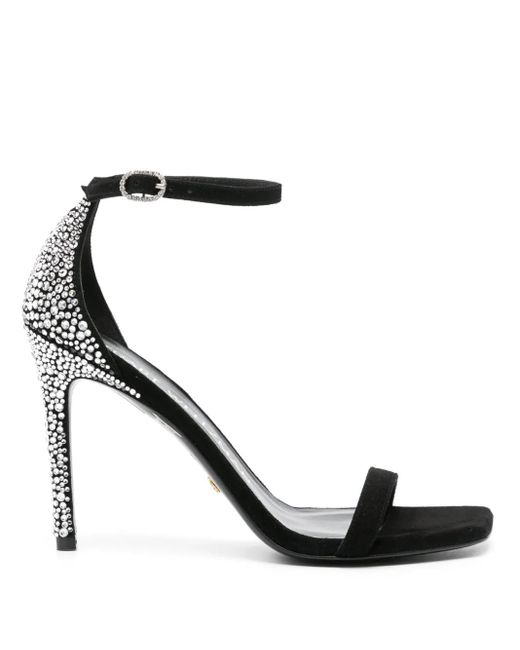 Stuart Weitzman Black Nudistcurve Royale Rhinestone-Embellished Sandals