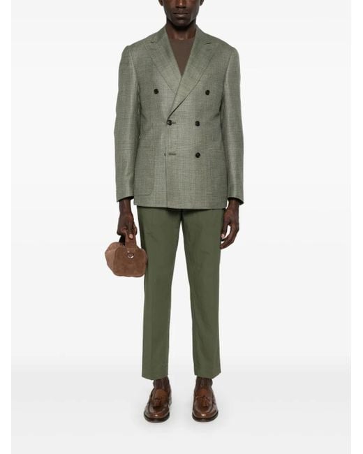 Corneliani Green Double-Breasted Blazer for men