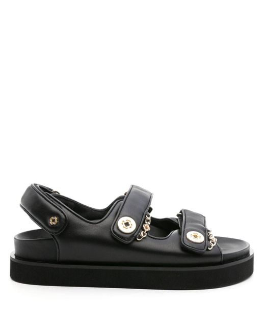 Maje Black Touch-strap Leather Sandals