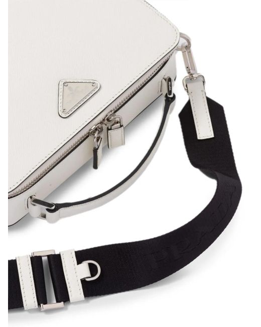 Prada White Brique Medium Saffiano Leather Bag for men
