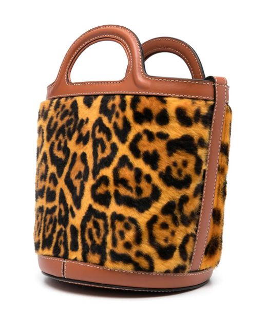 Marni Metallic Mini Tropicalia Leopard-Print Bucket Bag