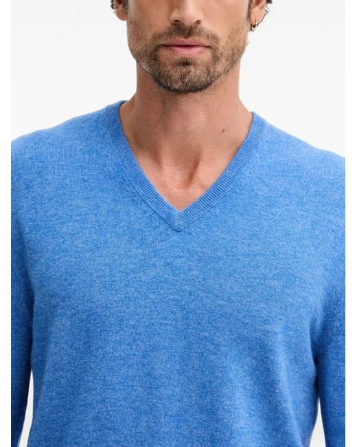 Benetton Blue V-Neck Jumper for men
