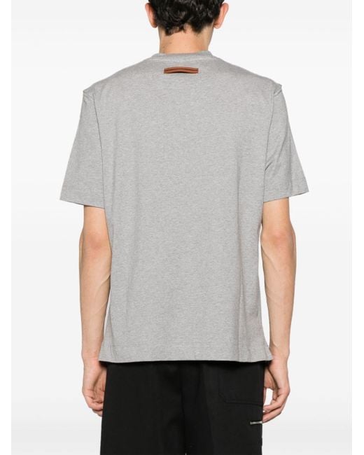 T-shirt en coton à logo imprimé Zegna pour homme en coloris Gray