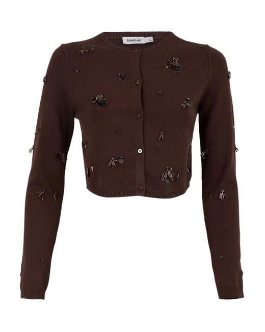 Cardigan Crop À Ornements En Cristal Zadie Jonathan Simkhai en coloris Brown