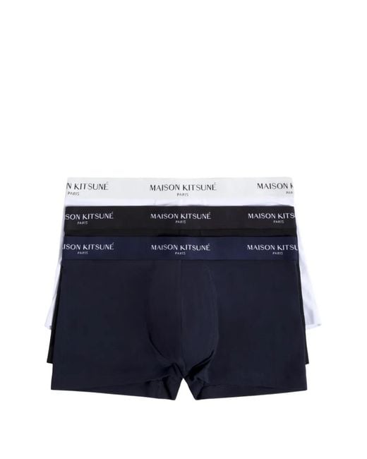 Maison Kitsuné Blue Logo-Waistband Boxer Pack for men