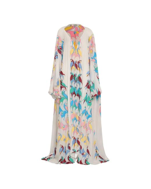 Amir Slama White Parrot-Print Maxi Dress