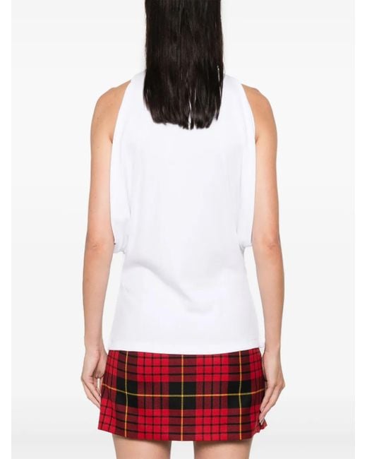 McQueen White Round Neck Top