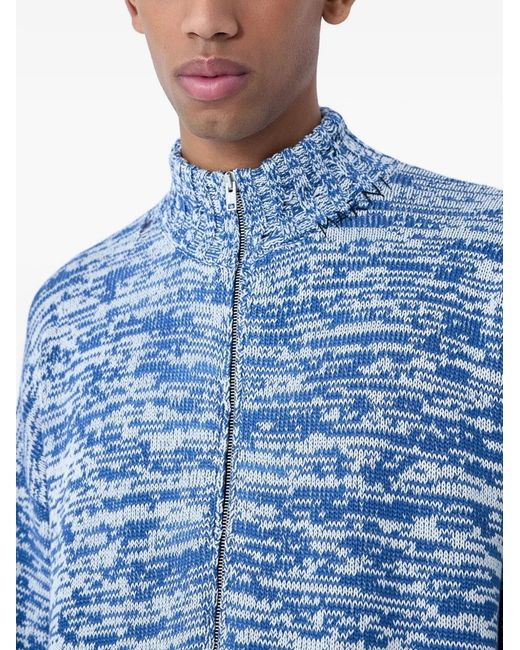 Marni Blue Zip-Up Mock-Neck Cardigan for men
