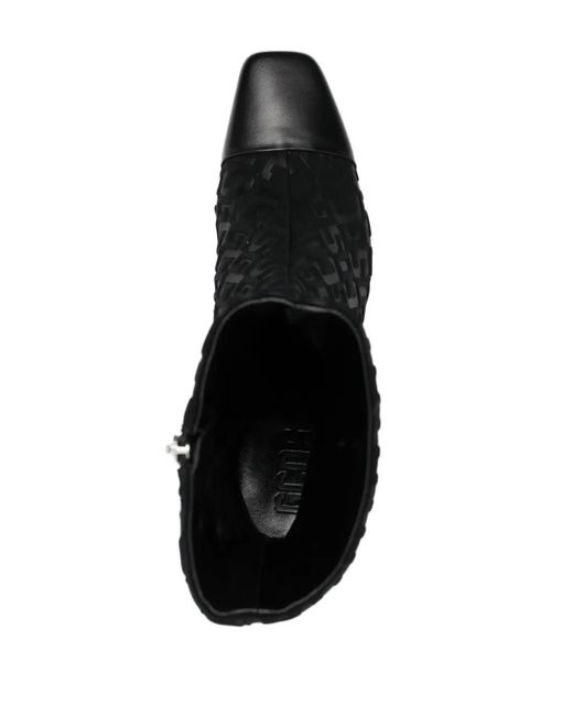 Gcds Black 75Mm Monogram-Pattern Ankle Boots