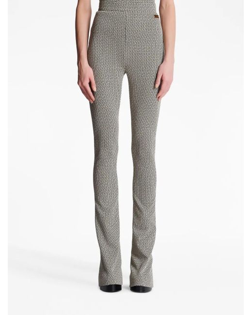 Balmain Gray Monogram Jacquard Flared Trousers