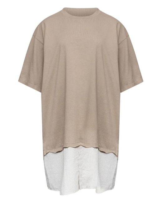 MM6 by Maison Margiela White Striped-Panel Mini T-Shirt Dress