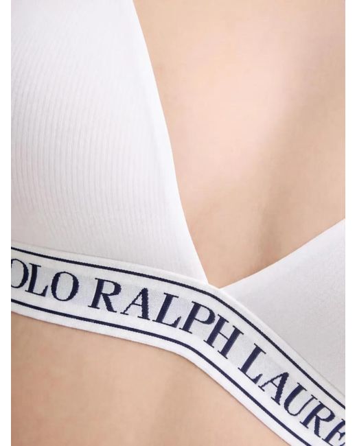 Polo Ralph Lauren White Logo-Band Triangle Bra