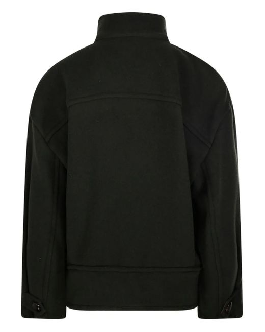 Isabel Marant Black Hanis High-Neck Buttoned Coat