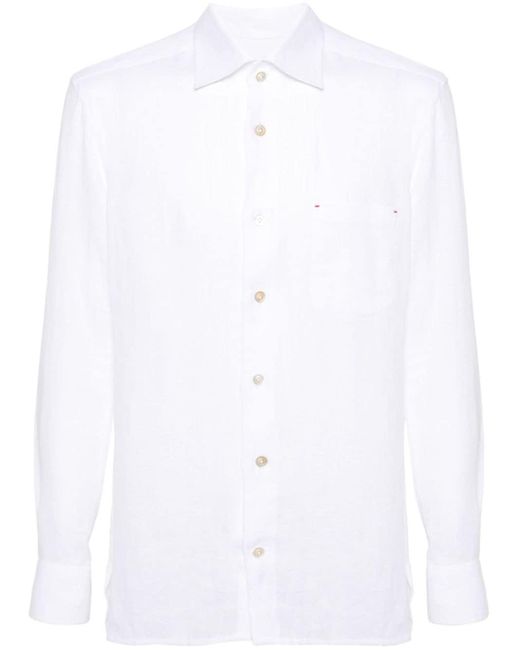 Kiton Nerano Popeline Overhemd in het White voor heren