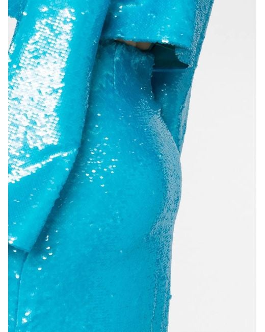 Ganni Blue Sequined Midi Skirt