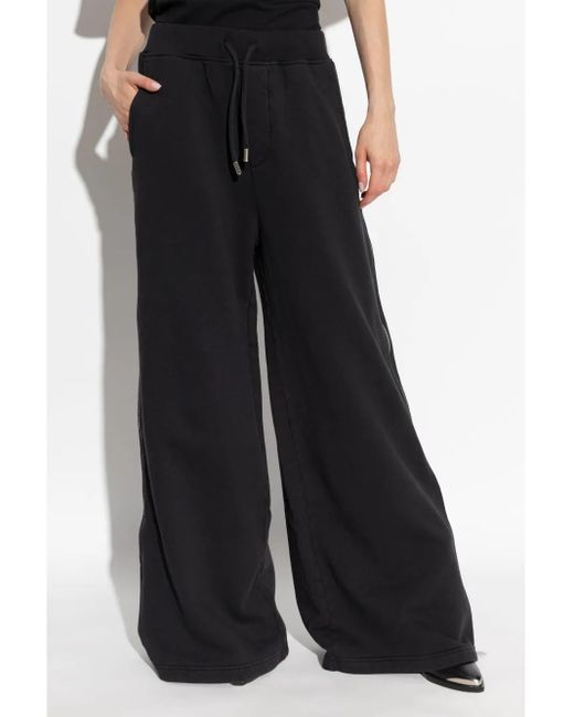 DSquared² Black Side-Zipped Cotton Palazzo Pants