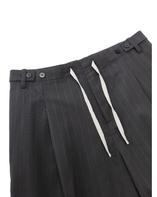 CROQUIS Blue Pinstripe-Pattern Drawstring Trousers for men