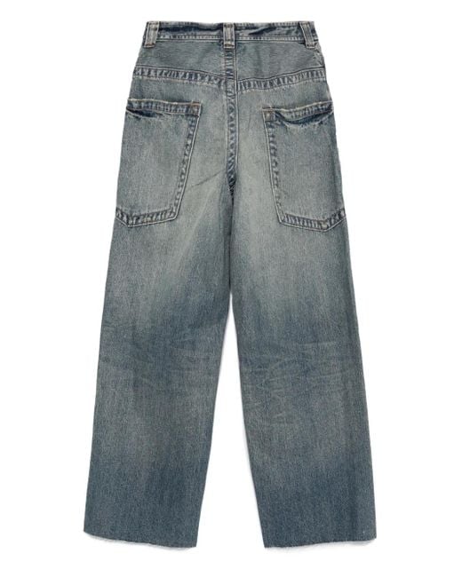 Maison Mihara Yasuhiro Blue Amateur Sewn Like Wide Frayed-Hem Jeans