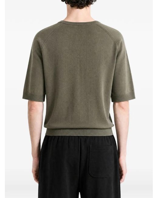 Auralee Green Giza Short-Sleeve Cardigan for men