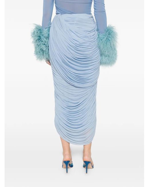 Magda Butrym Blue Draped Midi Skirt