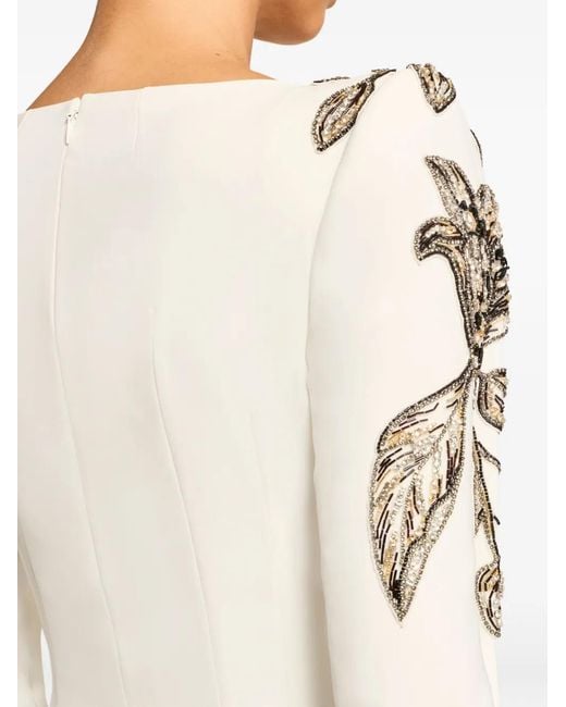 Jenny Packham White Floral-Embellished Maxi Dress