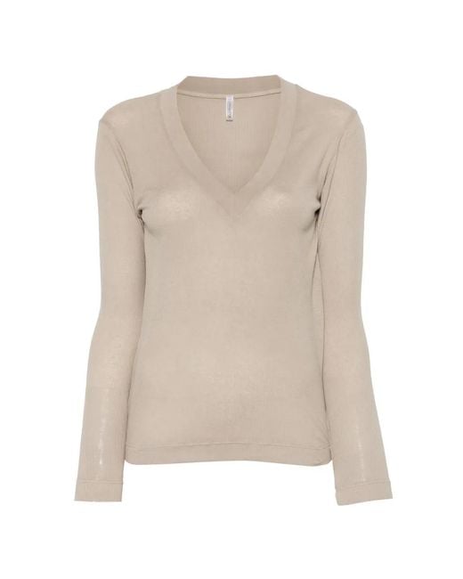 Daniele Fiesoli Natural V-Neck Long-Sleeve T-Shirt