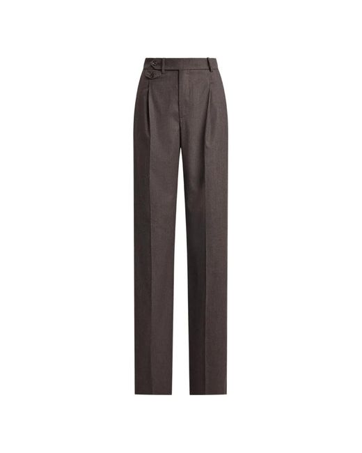 Polo Ralph Lauren Gray Pleated Straight-Leg Trousers