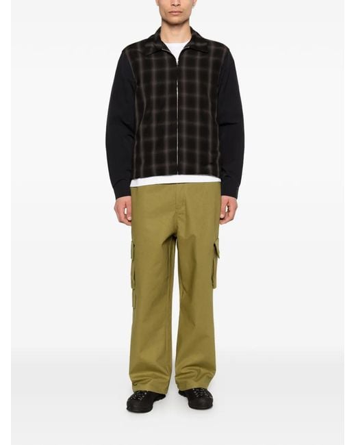 Arte' Black Plaid-Pattern Zip-Up Jacket for men